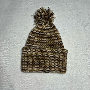 Cozy Brown Handmade Knit Pom-Pom Hat for Kids